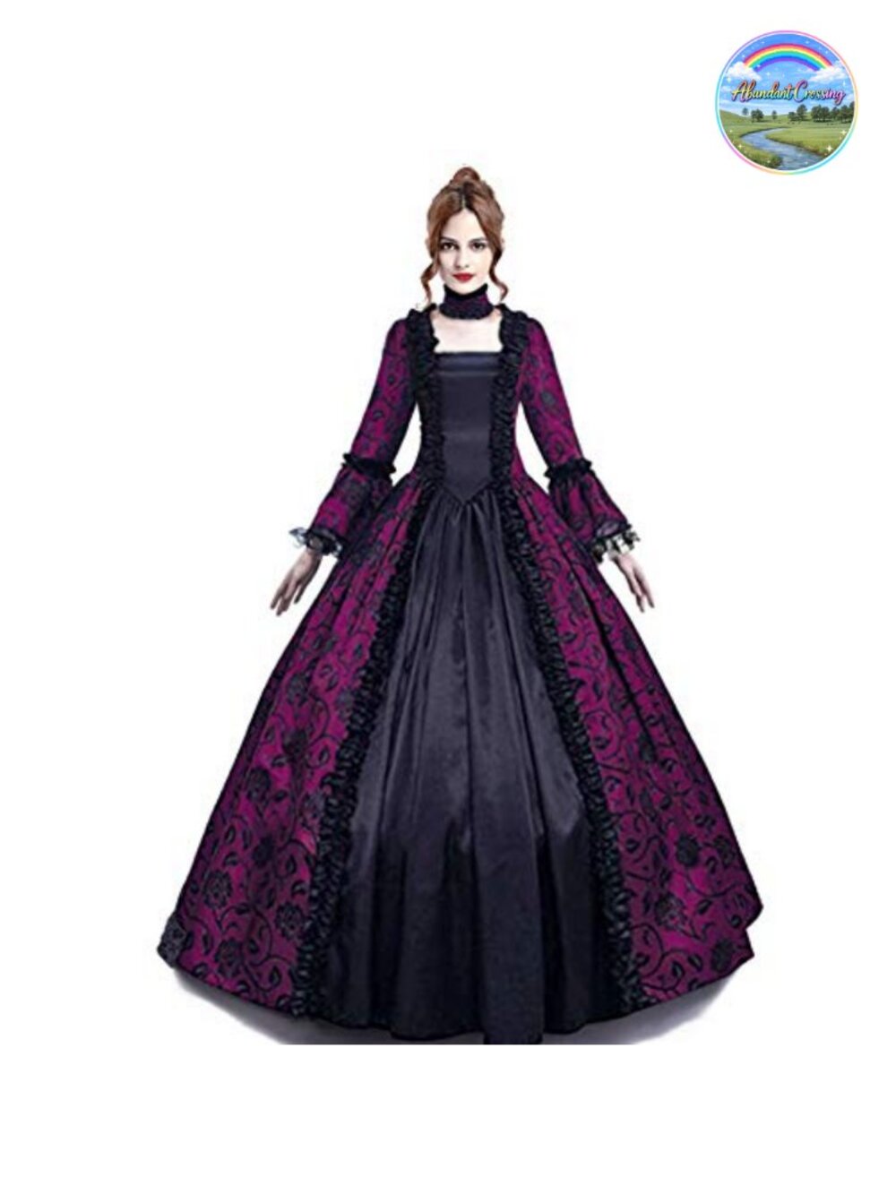 Medieval Renaissance Long Dress Gothic Lace Bell Sleeve Ball Gown Costume